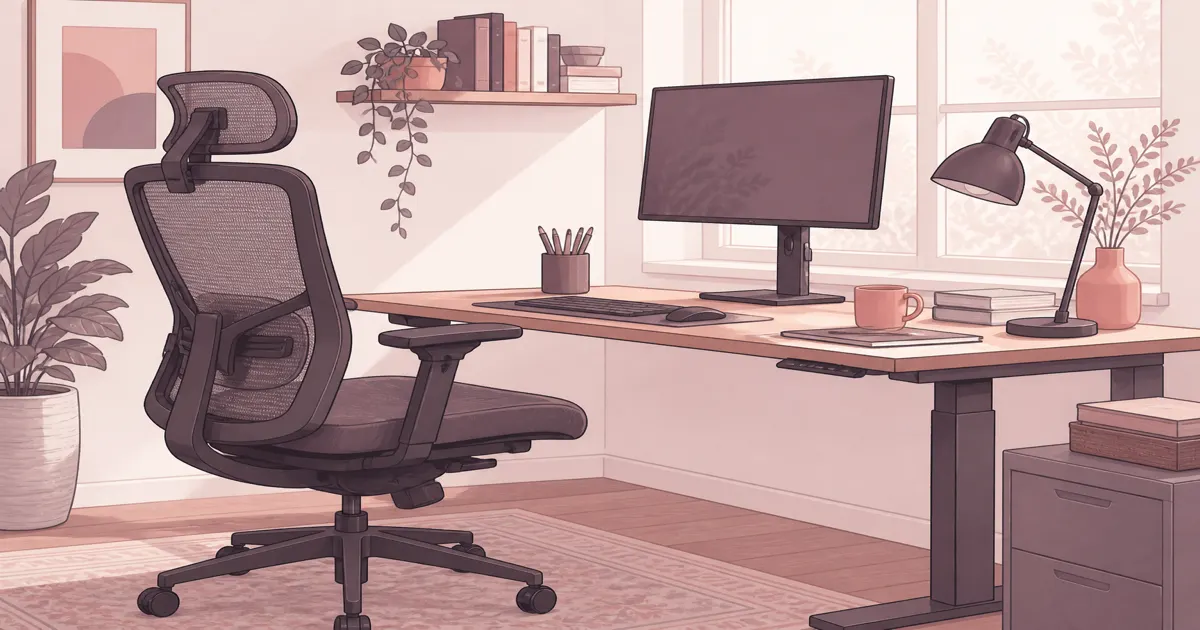 Practical home office illustration for a best office chair for tall person guide