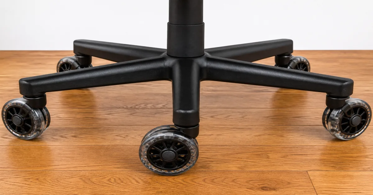 Flat illustration of rollerblade office chair casters on a home office chair base