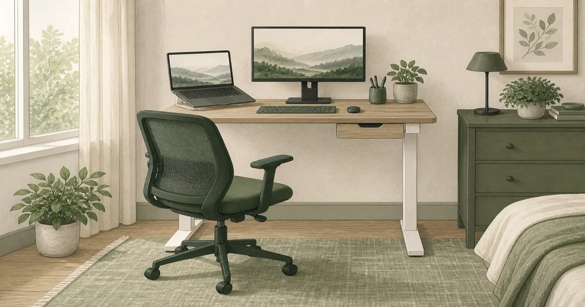 Practical home office illustration for a best small standing desk guide